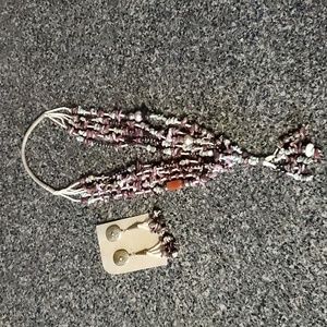 Mary Cortez, Navajo beaded necklace and post earring set.